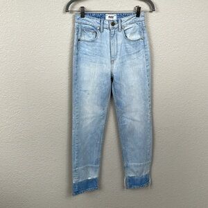New Paige High Rise Straight Ankle Jeans Ombre Dip Dye Blue Wash Distressed Sz 0